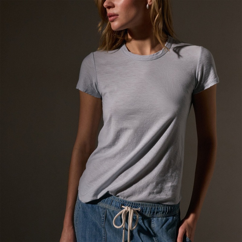 Sheer Slub Crew Neck Tee – Grey Glacier