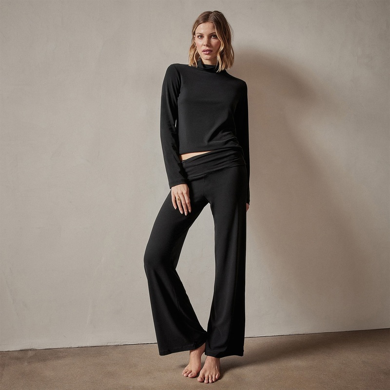 Wide Leg Lounge Pant – Black