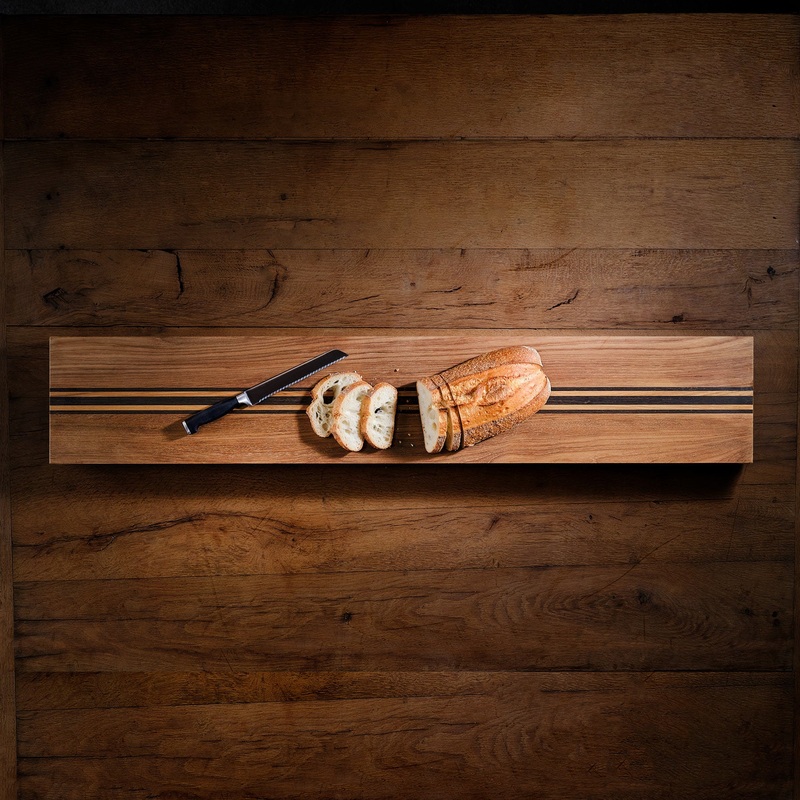 9X50″ Teak Serving Board with Triple Stripe – Teak/Natural Finish