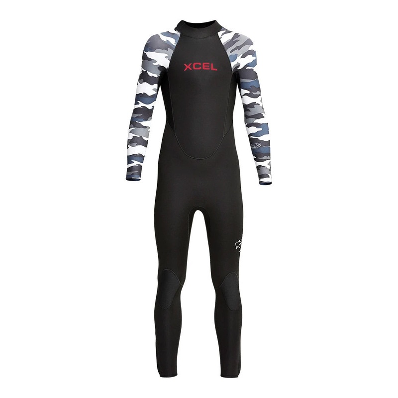 Xcel Kids Axis 4/3mm Back Zip Wetsuit – Graphite/Snow/Camo