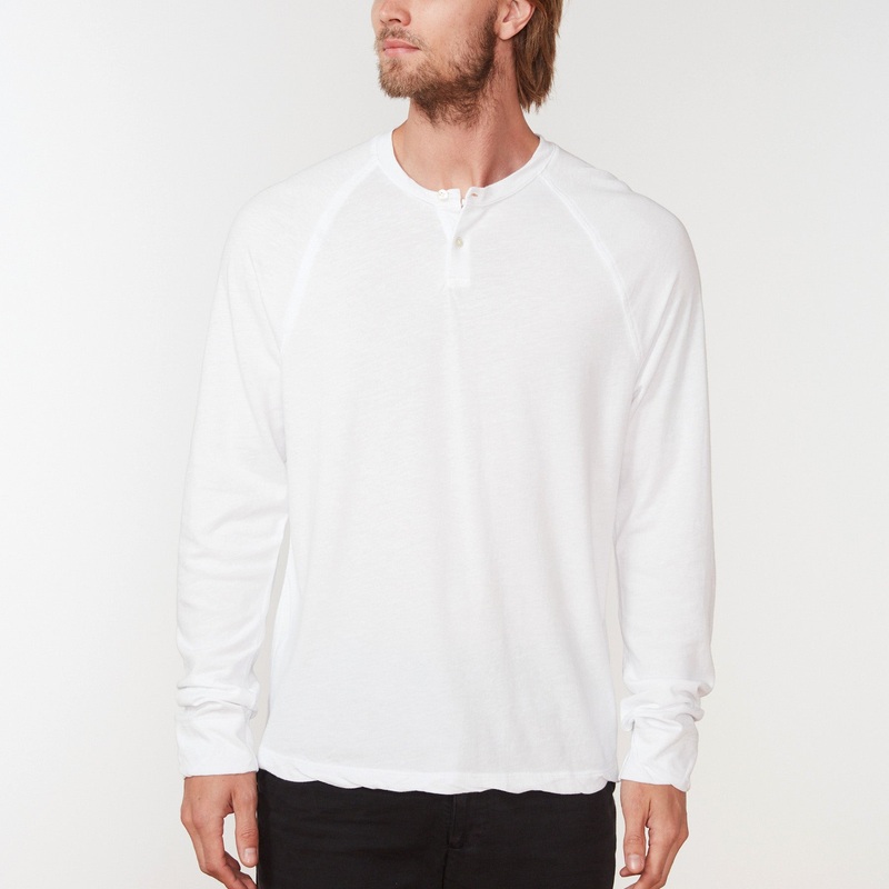 Jersey Raglan Henley – White
