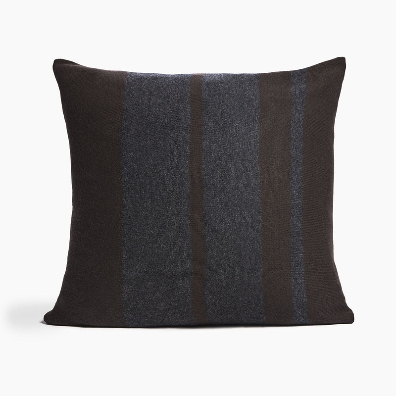 Cashmere Stripe Sham – Dark Brown/Charcoal