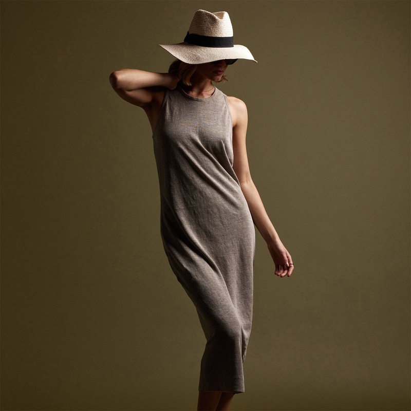 Dunes Linen Tank Dress – Natural/Black