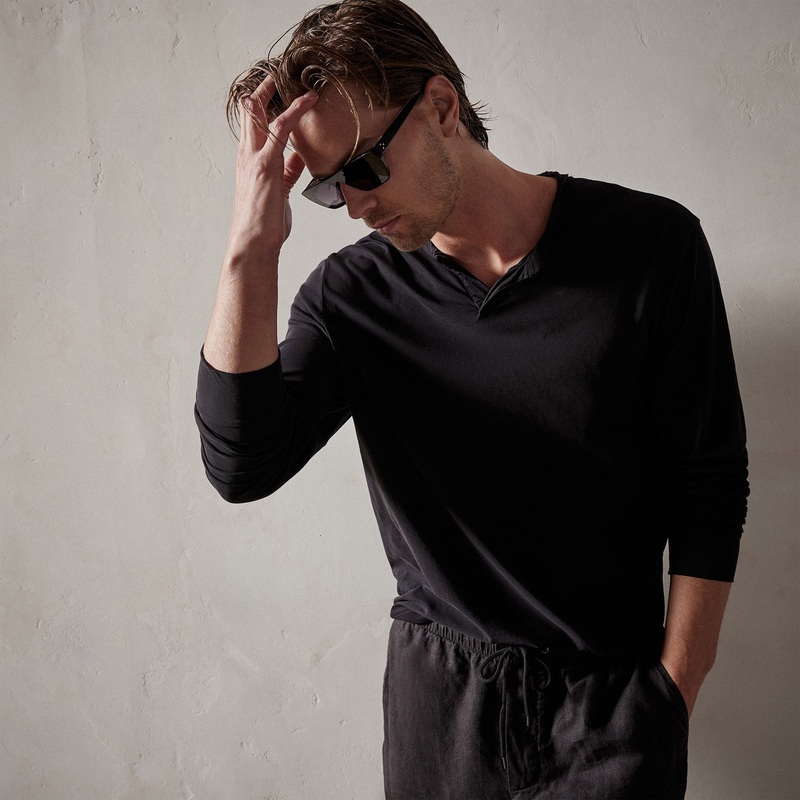 High Gauge Jersey Henley – Black