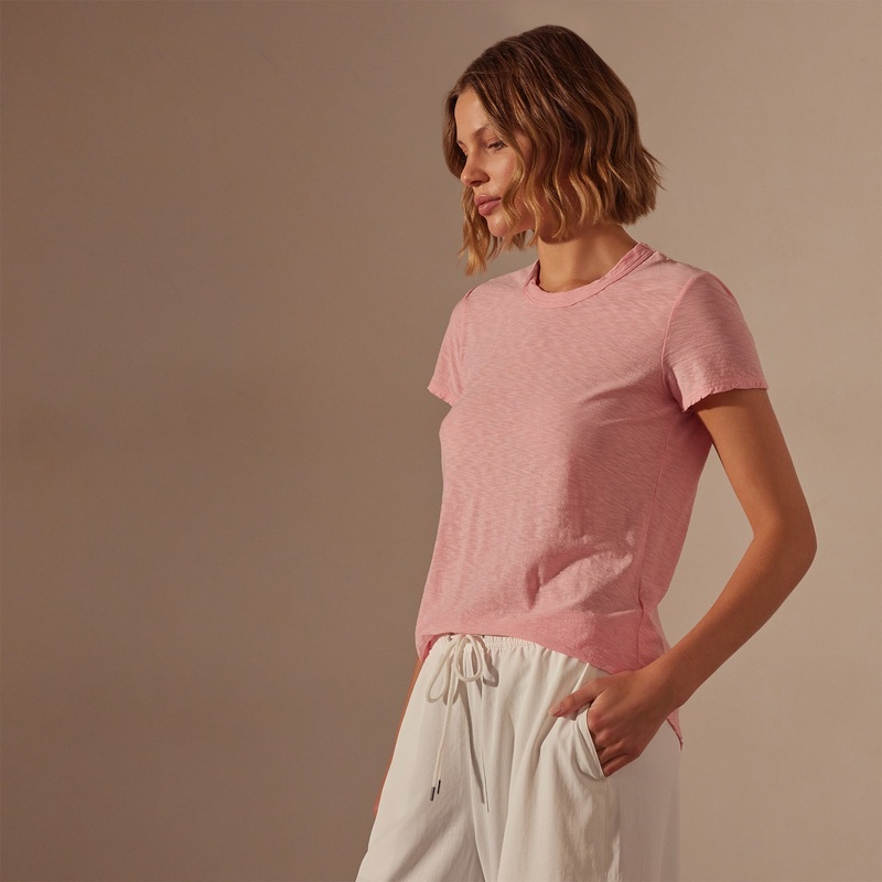 Sheer Slub Crew Neck Tee – Peony