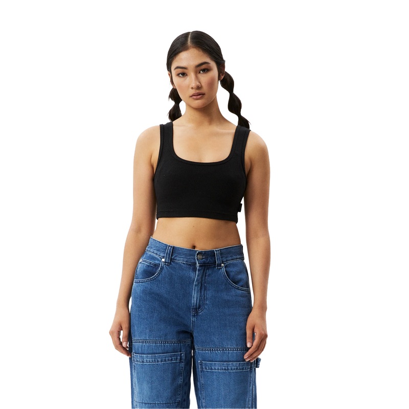 Afends Womens Chia Ribbed Cropped Singlet