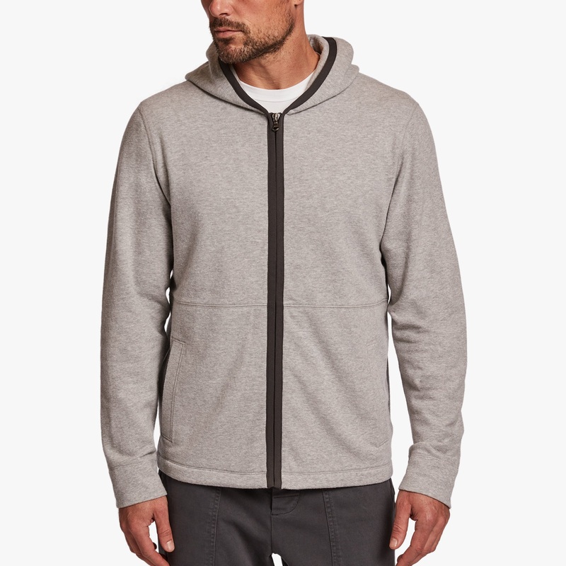 Cotton Fleece Zip Up Hoodie – Heather Grey