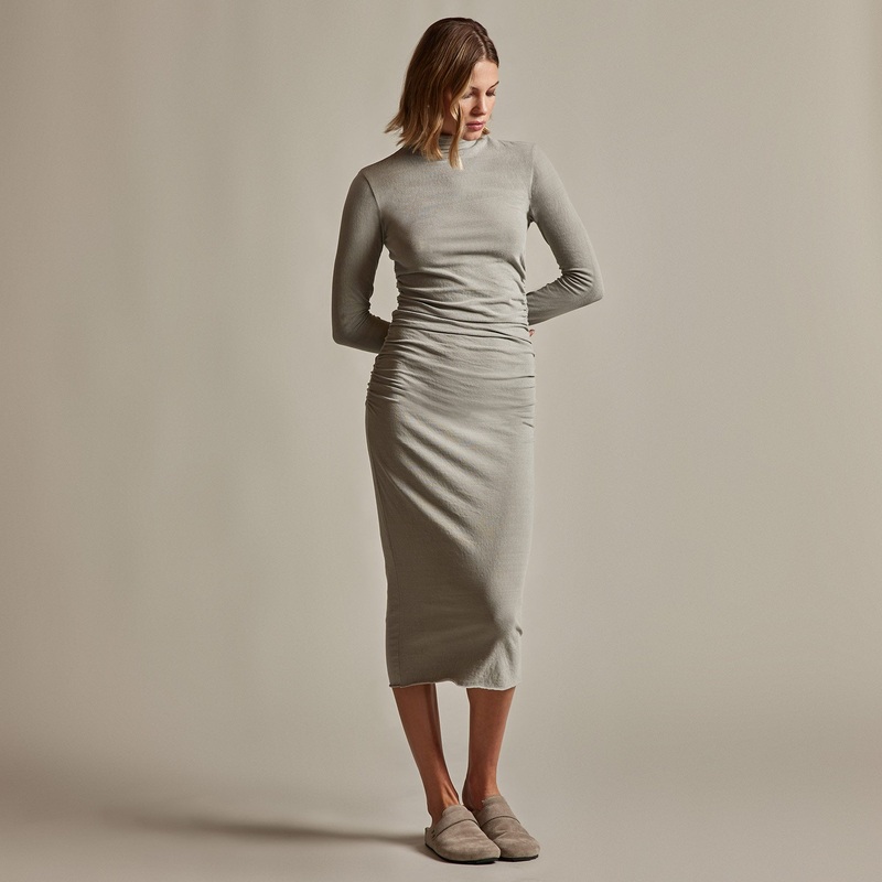 Recycled Brushed Jersey Ruched Turtleneck Dress – Dapple Pigment