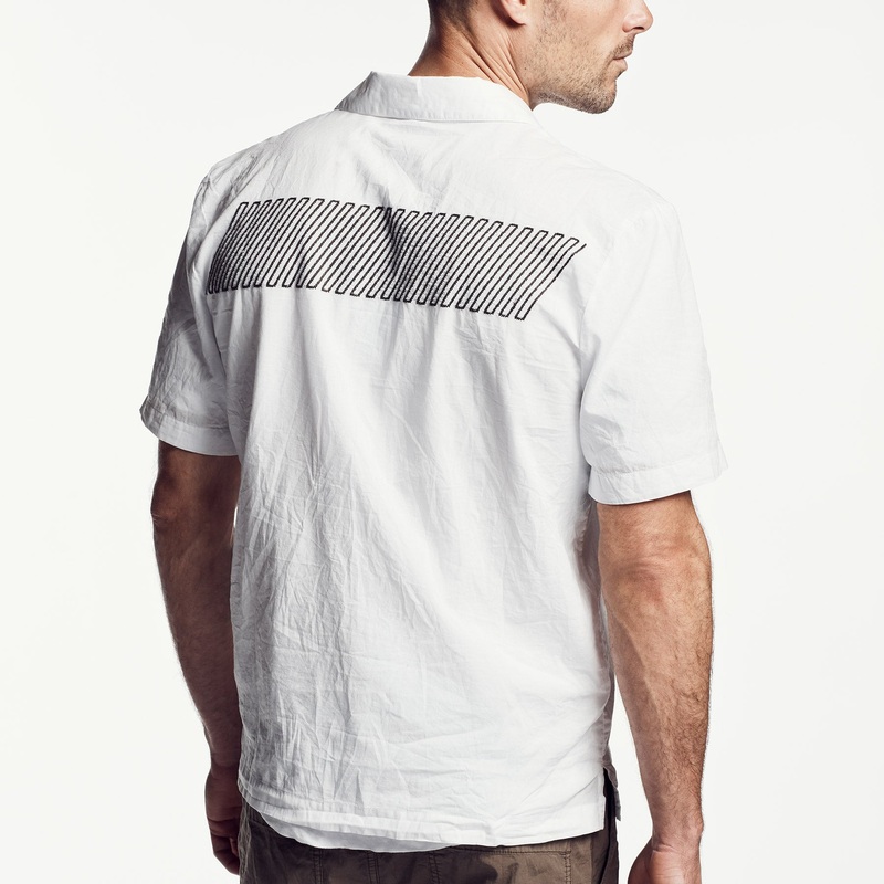 Voile Geometric Embroidered Shirt – White
