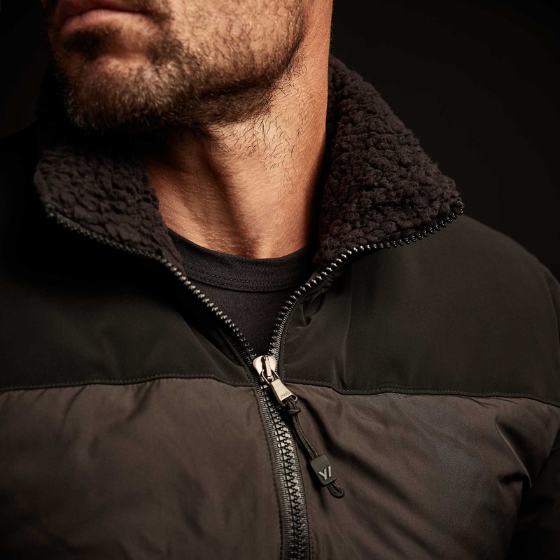 Mixed Media Down Jacket – Black