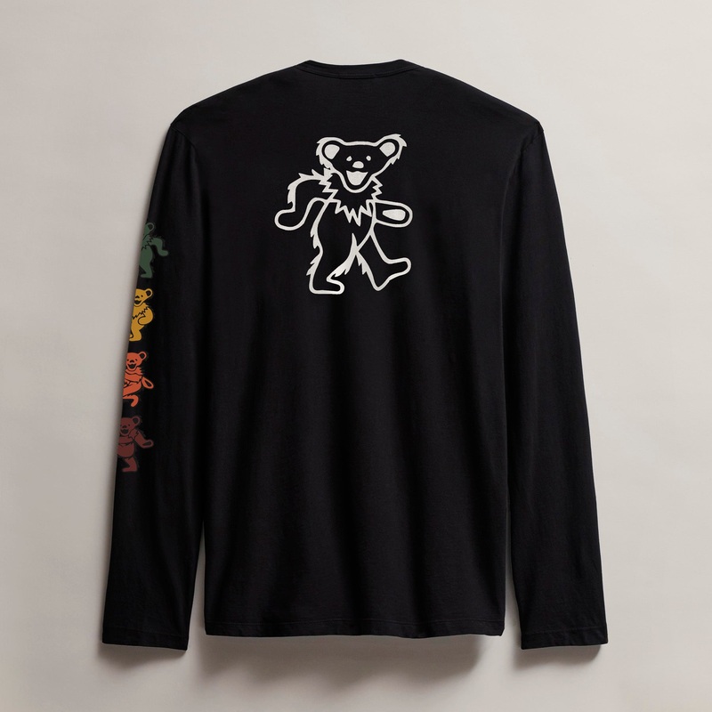 Men’s Grateful Dead Dancing Bear Long Sleeve Tee – Black/White