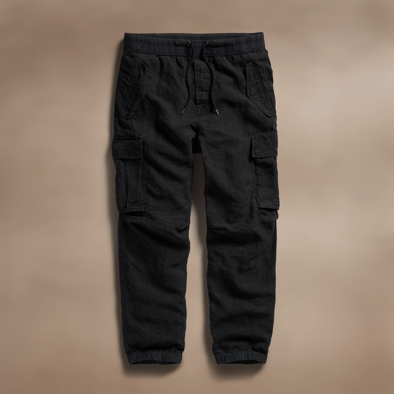 Textured Linen Flight Pant – Black