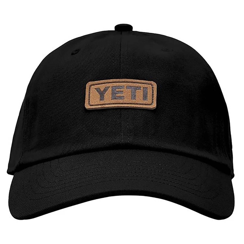 Yeti Leather Badge 6 Panel Trucker Cap – Black