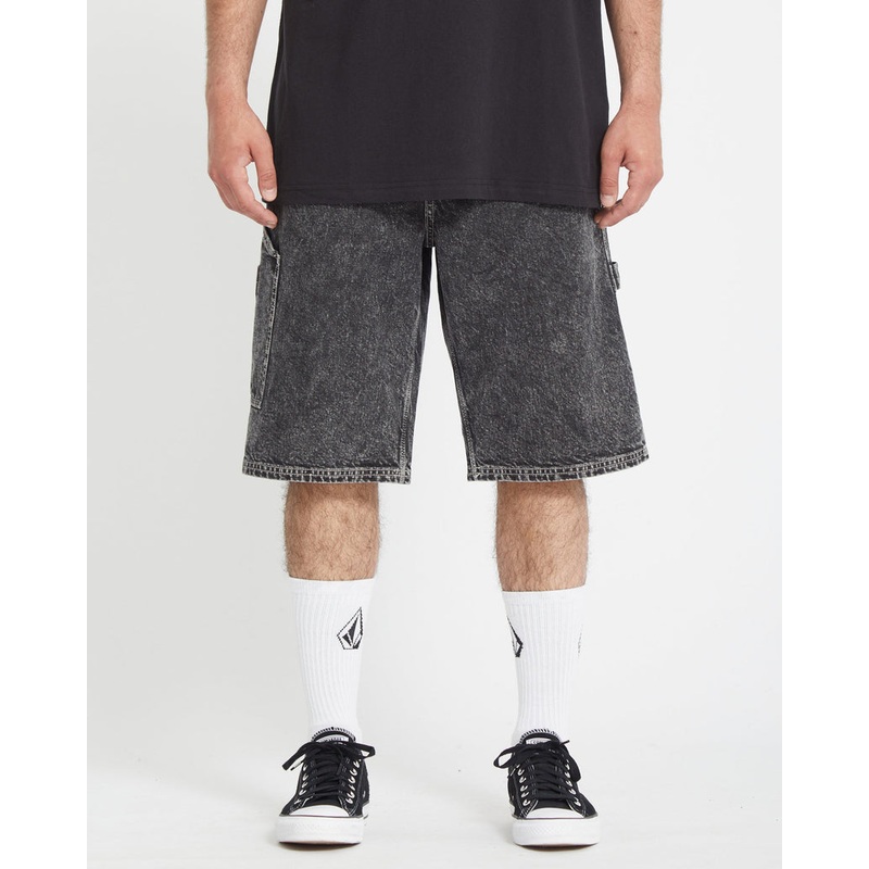 Volcom Labored Denim Utility Short Light Acid Black