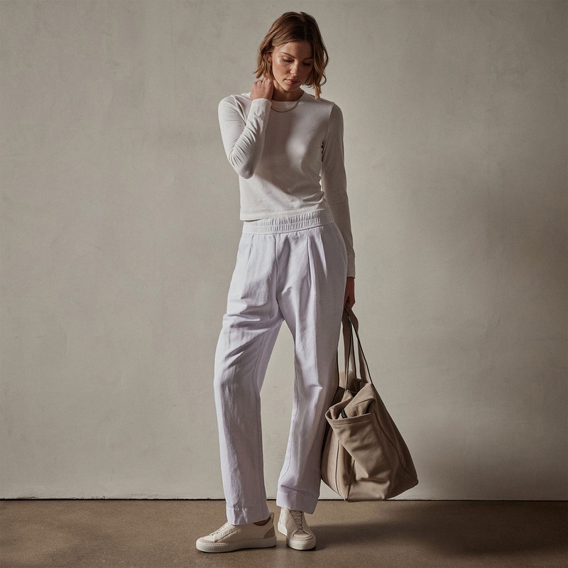 Double Pleat Trouser – White
