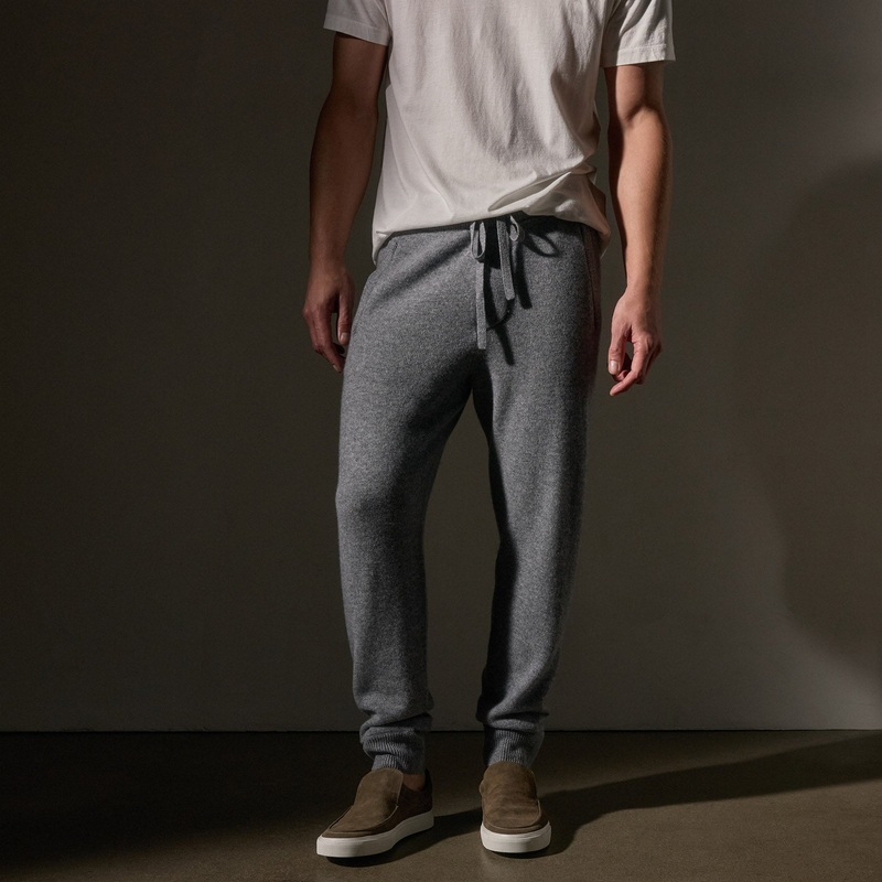 Recycled Cashmere Track Pant with Pockets – Heather Grey