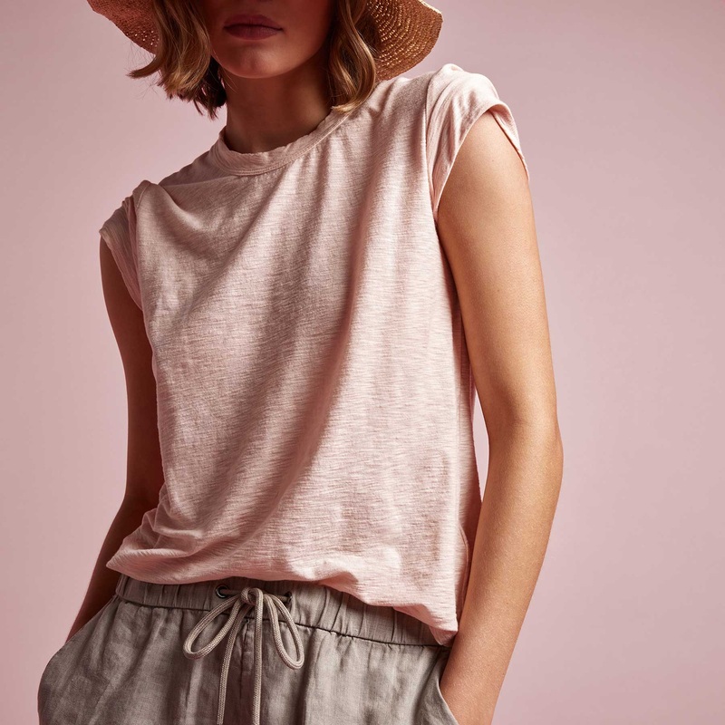 Sheer Slub Crew Neck Tee – Nougat