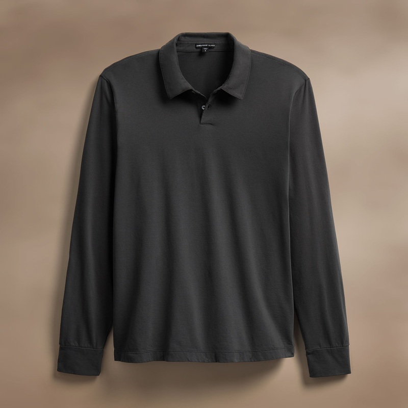 Heavy Luxe Jersey Long Sleeve Polo – Magma