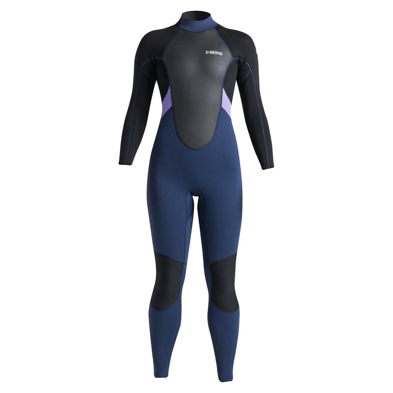 C-Skins Women’s Element 3/2mm Back Zip Wetsuit – Bluestone/Lilac/Black