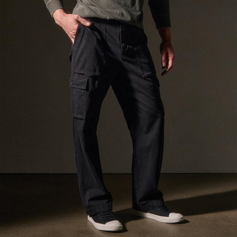 Herringbone Twill Utility Pant – Black