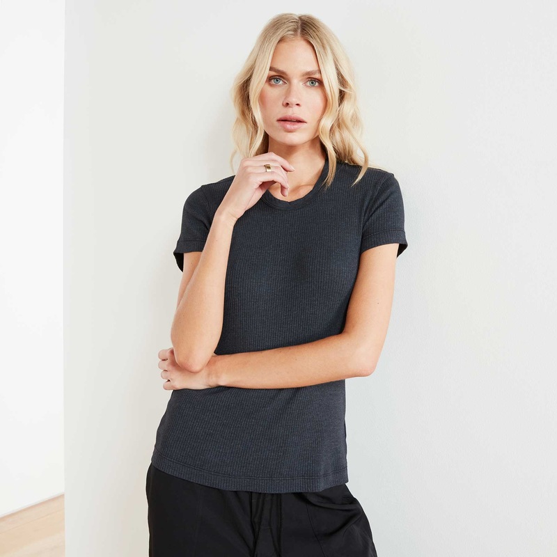Rib Slim Fit Tee – Blue Black
