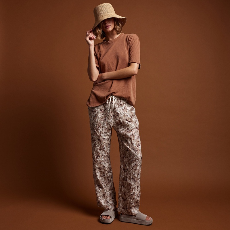 Palm Printed Linen Pant – Nutmeg