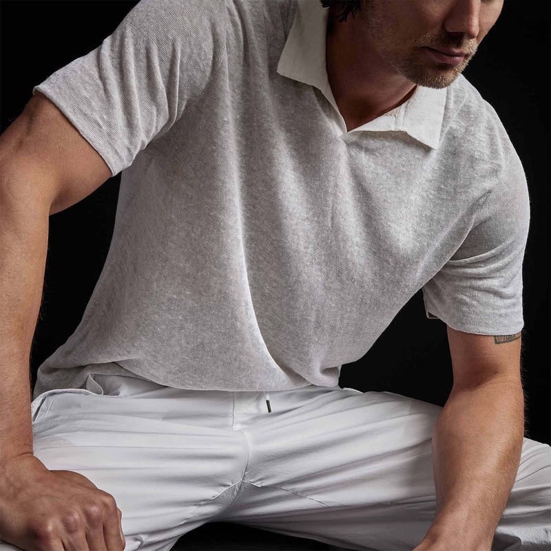 Double Layer Linen Polo – White/Natural