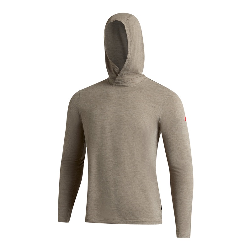 Florence Marine X Airtex Hooded L/S Shirt-Heather Vintage Khaki