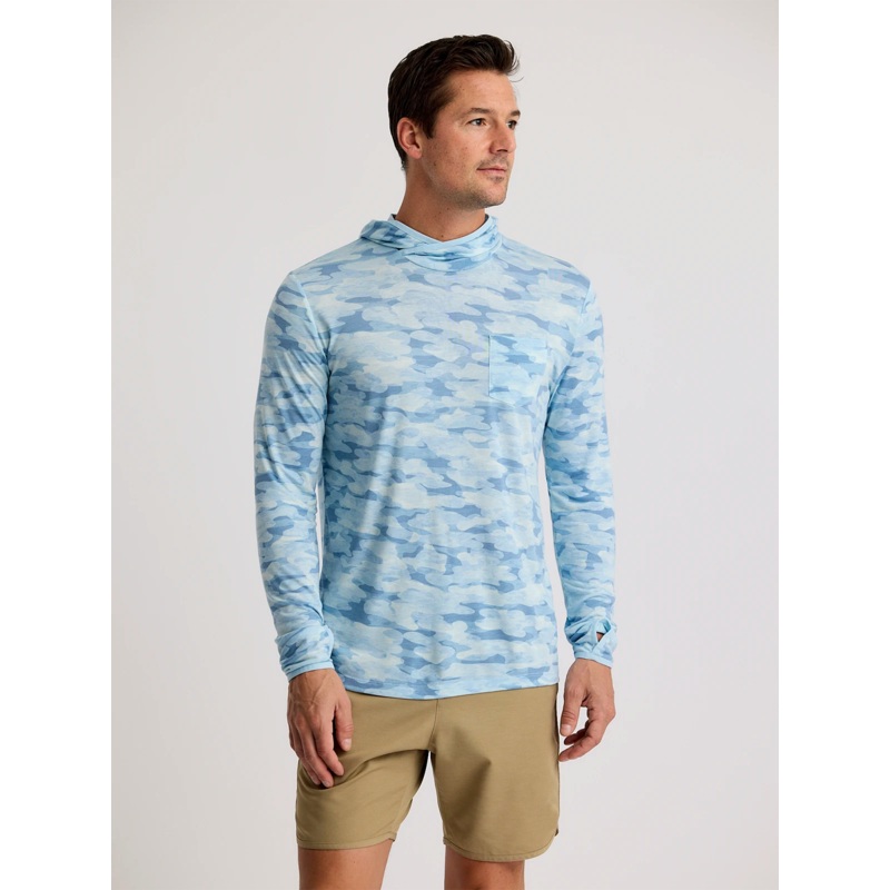 Free Fly Bamboo Lightweight Hooded L/S Shirt-Seasmoke Camo – Surf Blue