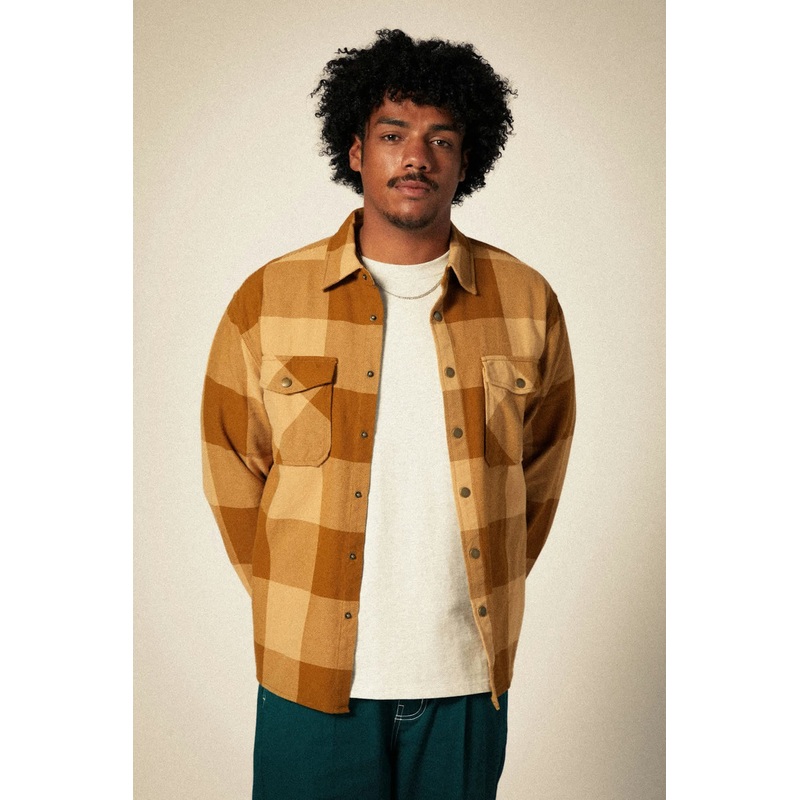 Brixton Selden Flannel Shirt Washed Copper/Curry Buffalo