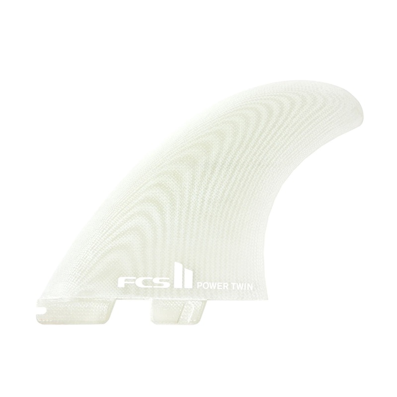 FCS II Power Twin Performance Glass Twin Surfboard Fins – Small/Clear
