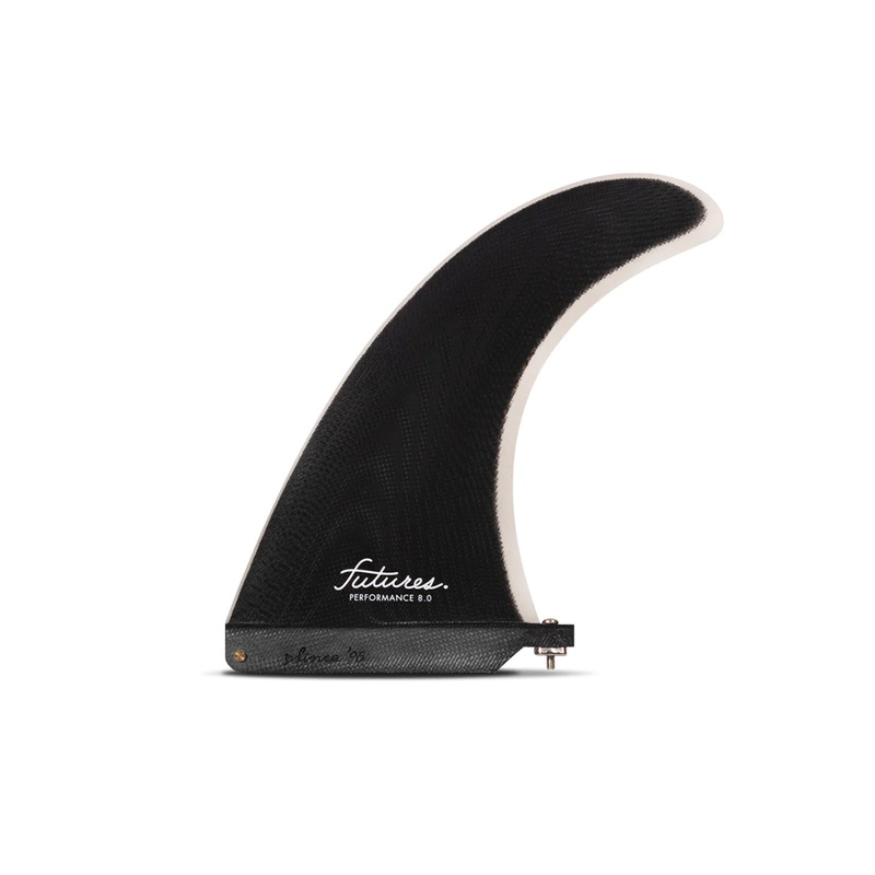 Futures Fins Performance 8.0 Fibreglass Single Longboard Fin – Black/Grey