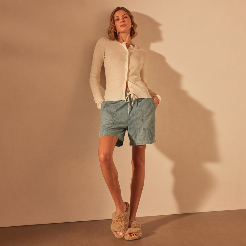 Pull On Denim Short – Bleach Wash