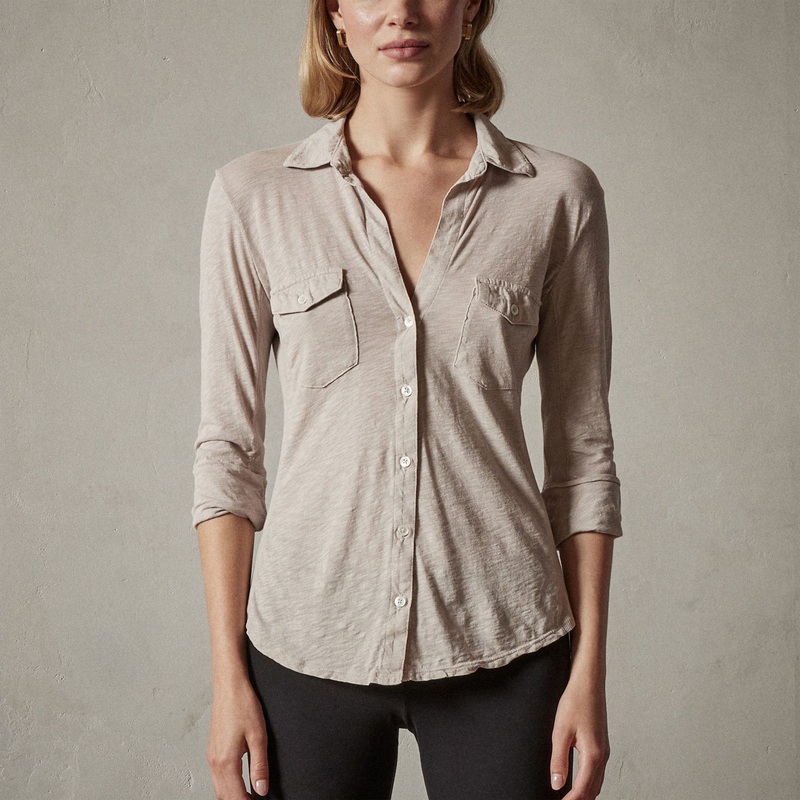 Sheer Slub Side Panel Shirt – Calamine