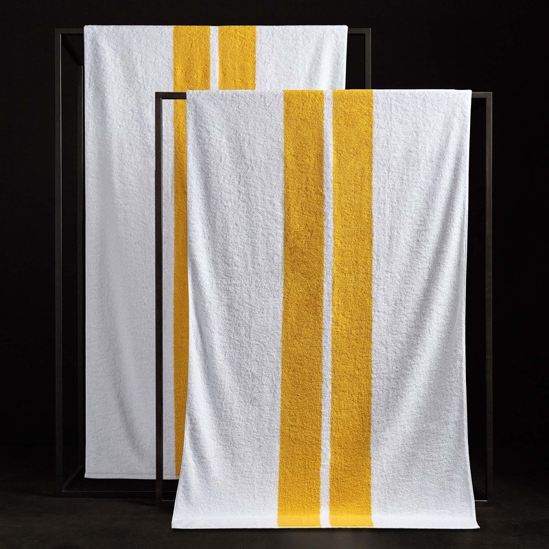 Double Stripe Beach Towel – White/Crocus Yellow