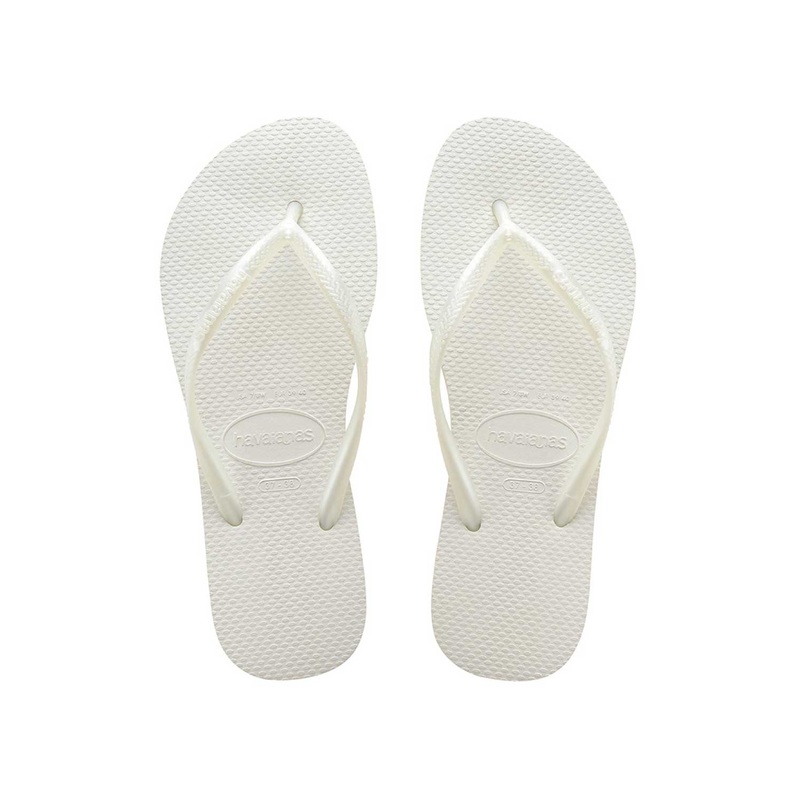 Havaianas Slim Metallic White Thongs