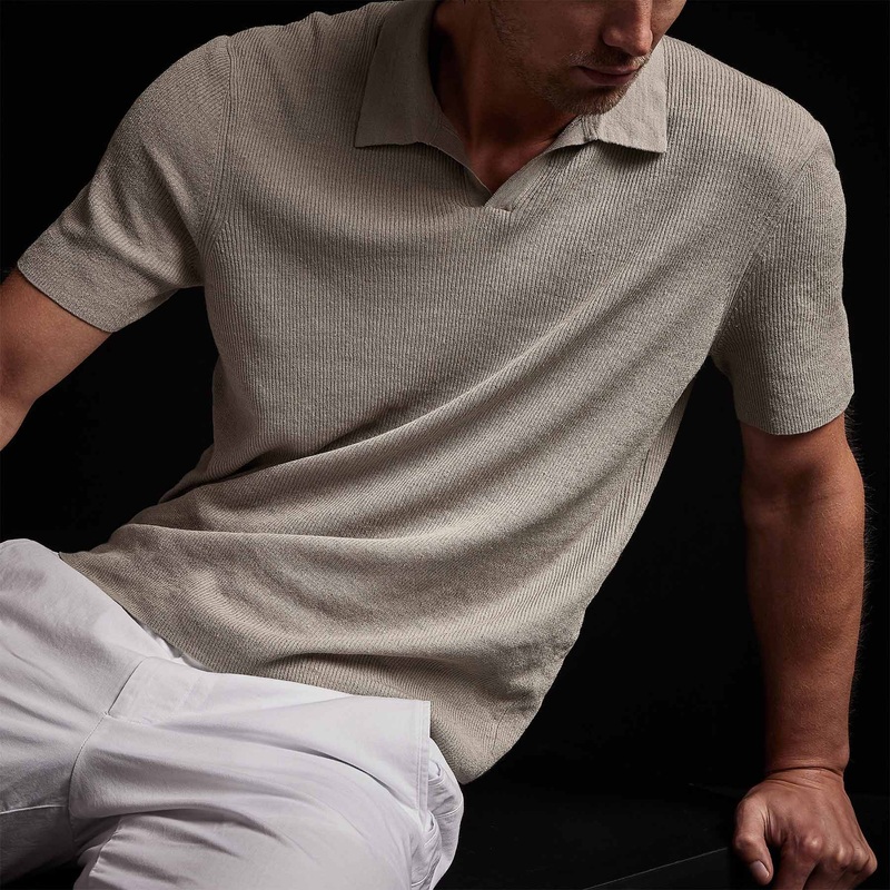 Ribbed Linen Mojave Polo – Mineral