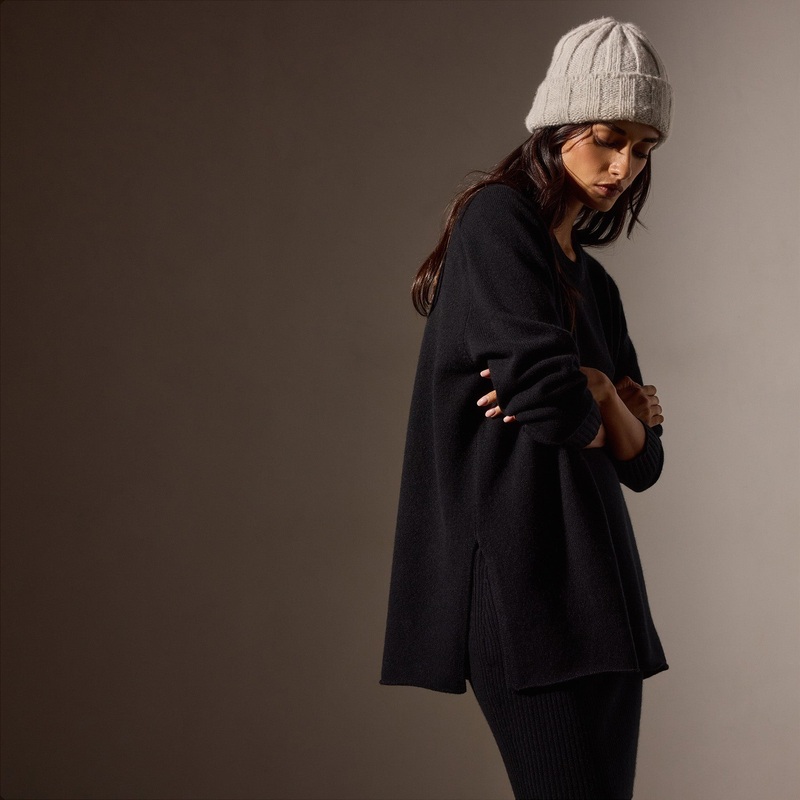 Cashmere Side Split Tunic – Black