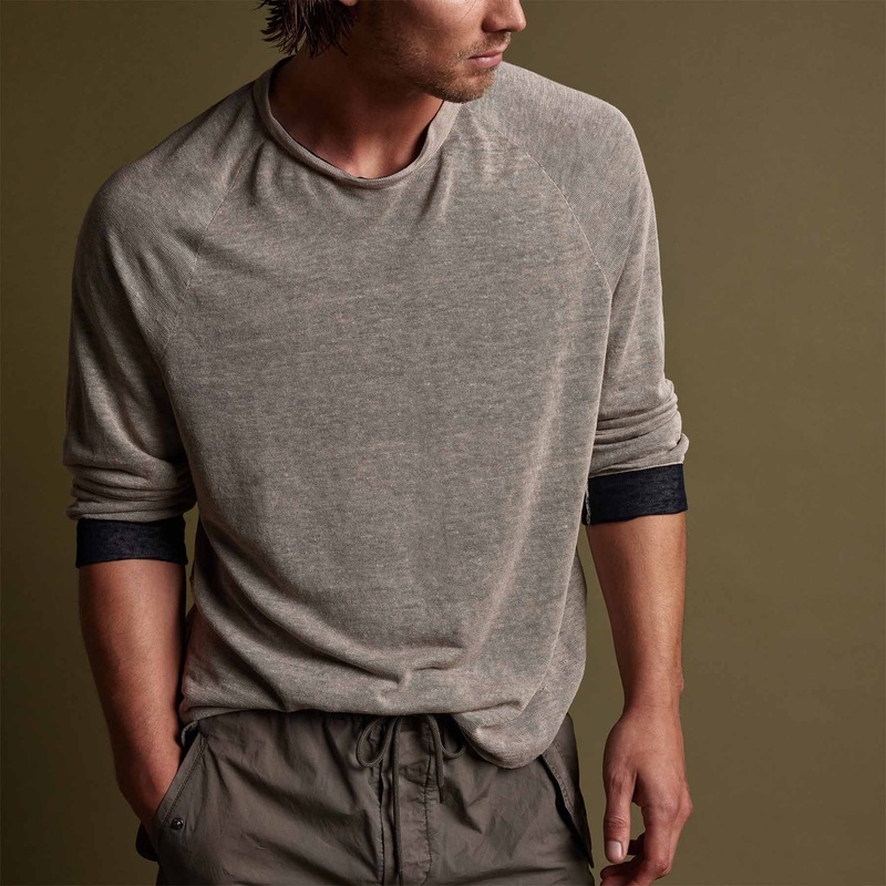 Desert Knit Linen Raglan – Natural/Navy