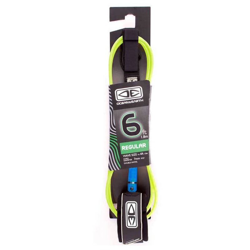 Ocean & Earth Regular Moulded Leash (6ft-Lime)