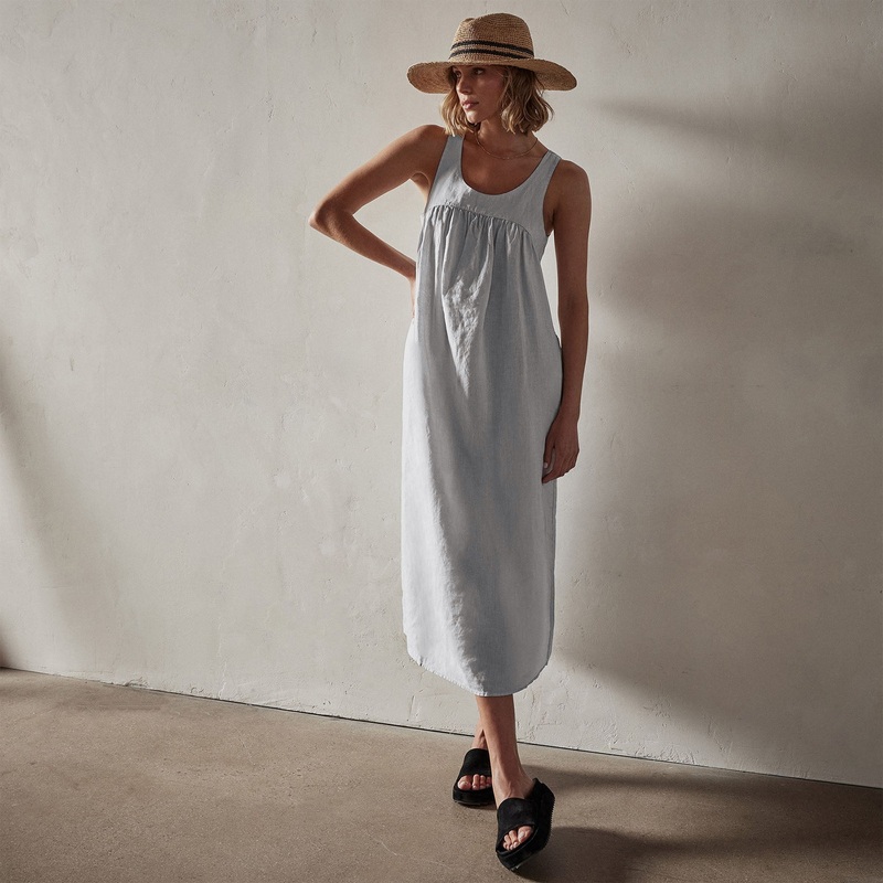 Gathered Linen Dress – Memory Pigment