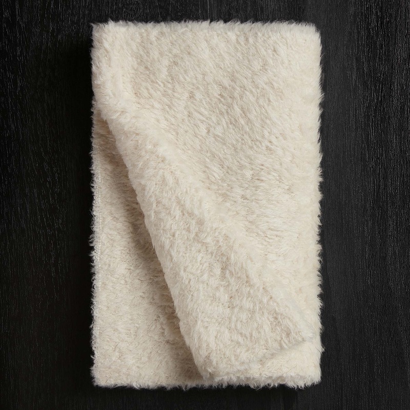 Wool Blend Sherpa Scarf – Natural