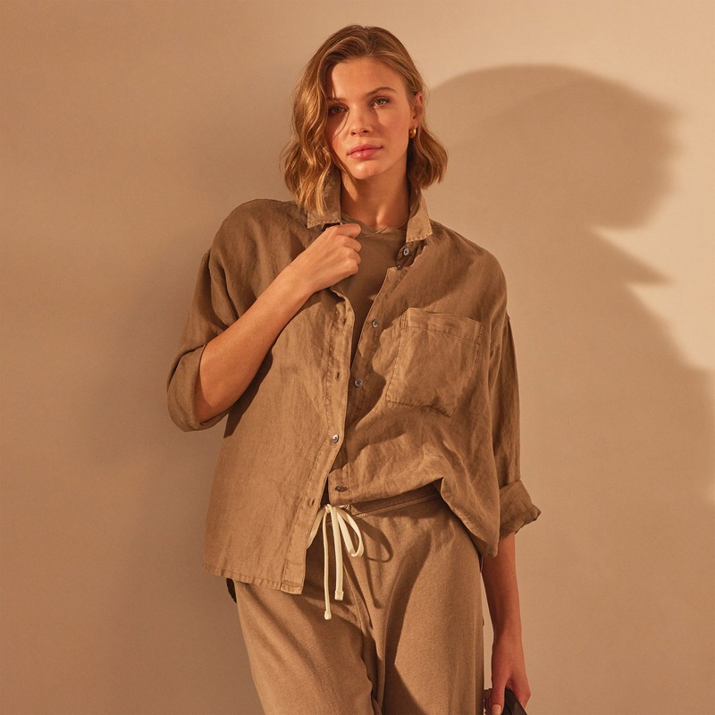 Linen Oversized Shirt – Cashew Pigment