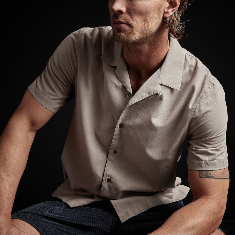 Double Layer Short Sleeve Shirt – Silt/White