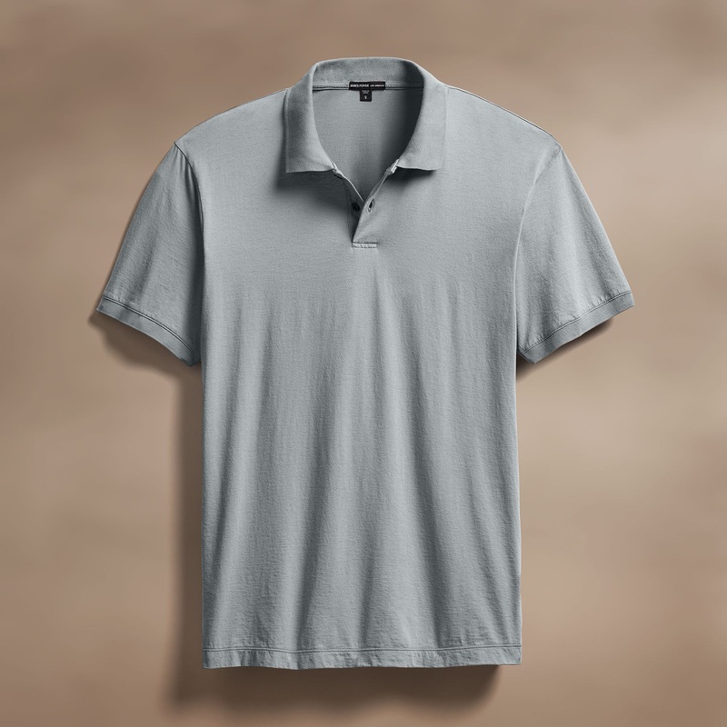 Luxe Lotus Jersey Polo – Grey Sky