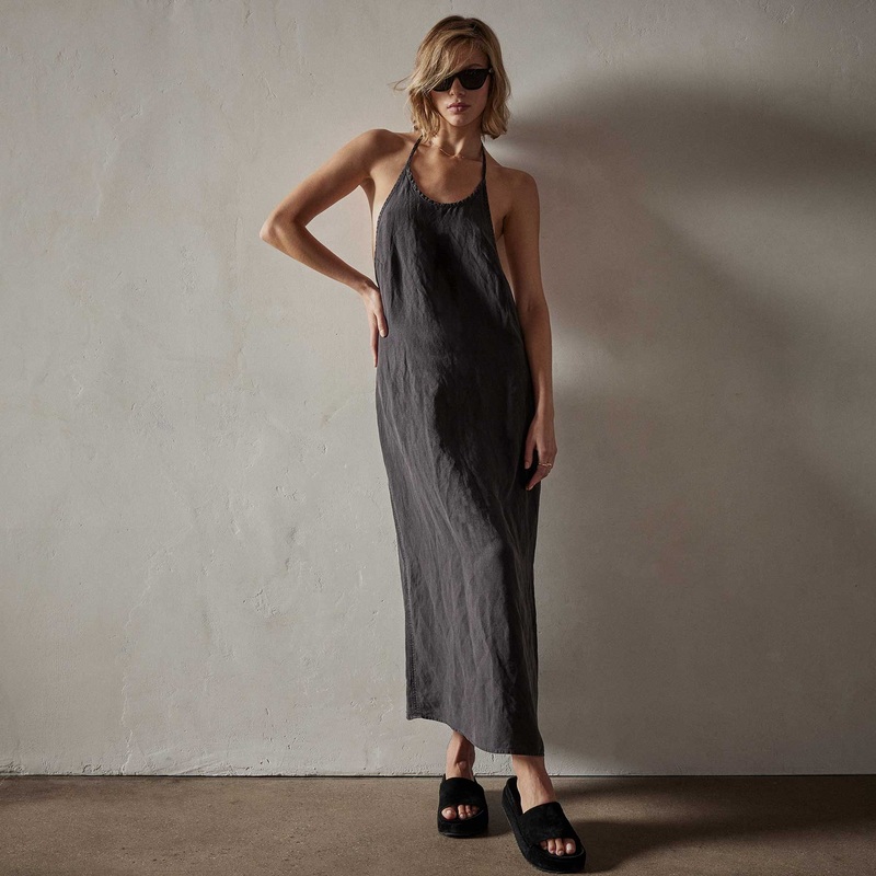 Zuma Linen Halter Dress – Magma Pigment