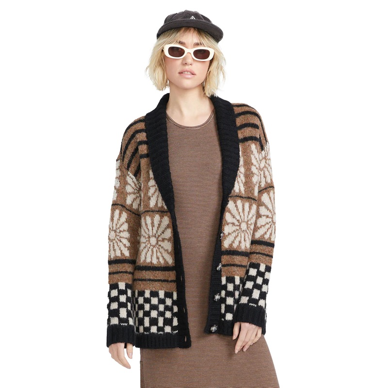 Volcom Rent Free Cardigan Women’s L/S Sweater – Vintage Brown