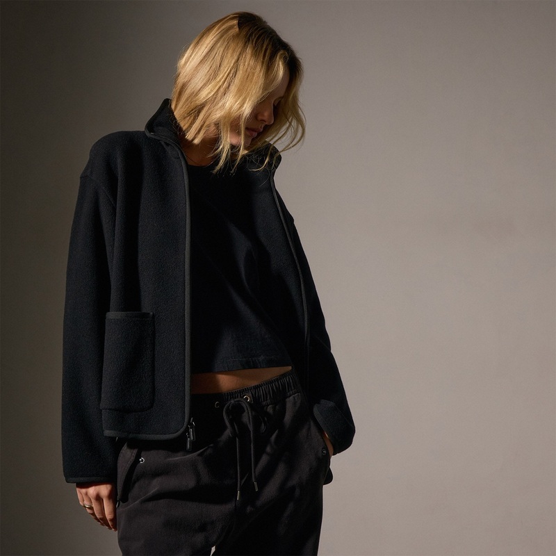 Wool Jersey Zip Up Jacket – Black