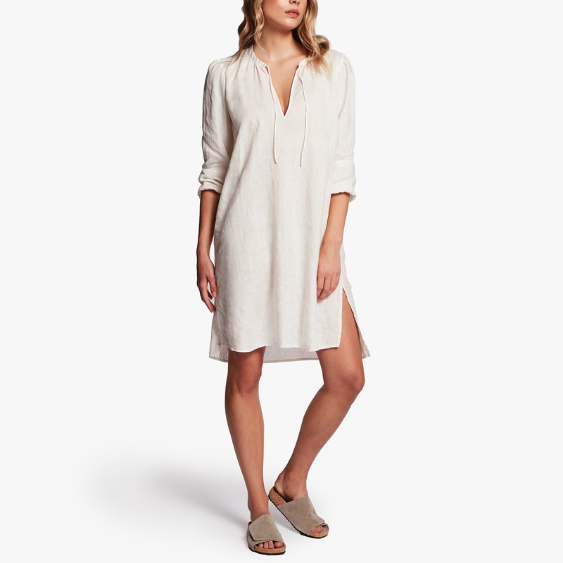 Linen Peasant Dress – Oyster