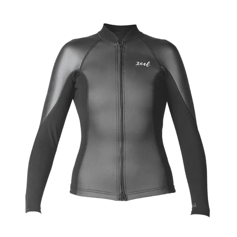 Xcel Axis 2/1mm Smooth Skin Front Zip Women’s L/S Wetsuit Jacket – Black